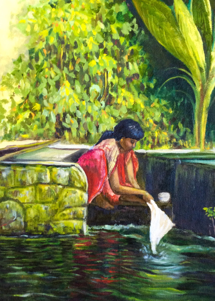 Wash by the River in Kerala Fine Art Open Edition Print