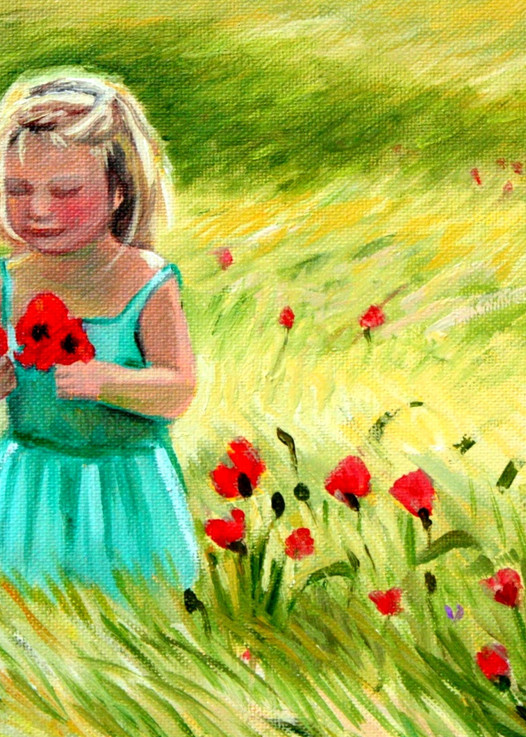 Towhead picking poppies fine art open edition print