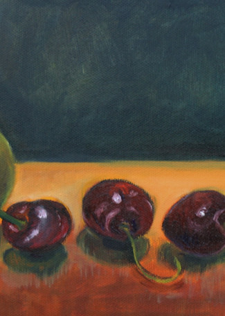 Study of pear and cherries fine art print