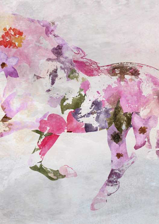 Pink Floral Horse Art | Irena Orlov Art