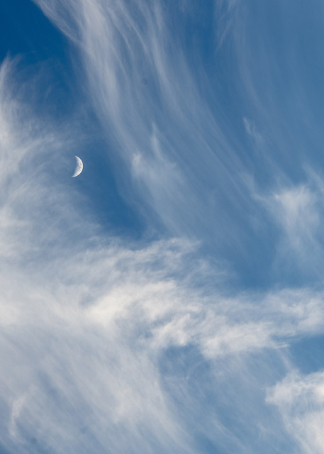 Crescent Moon and Mares' Tails