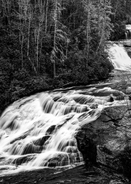 Triple Falls in black-and-white