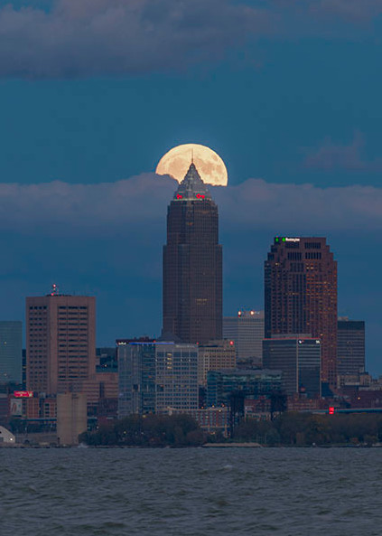 Moonrise Over Cleveland Skyline No. 1