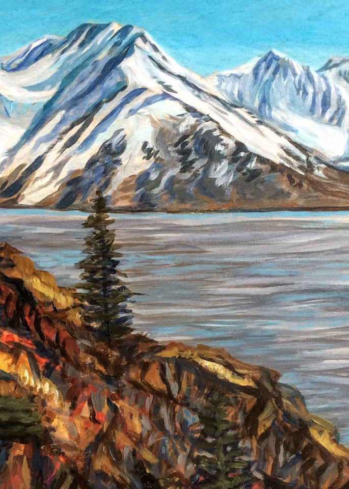 View from McHugh Mountain and Coast Alaska Art Print by Amanda Faith Thompson