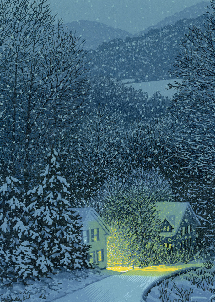 Winter snow country blue night