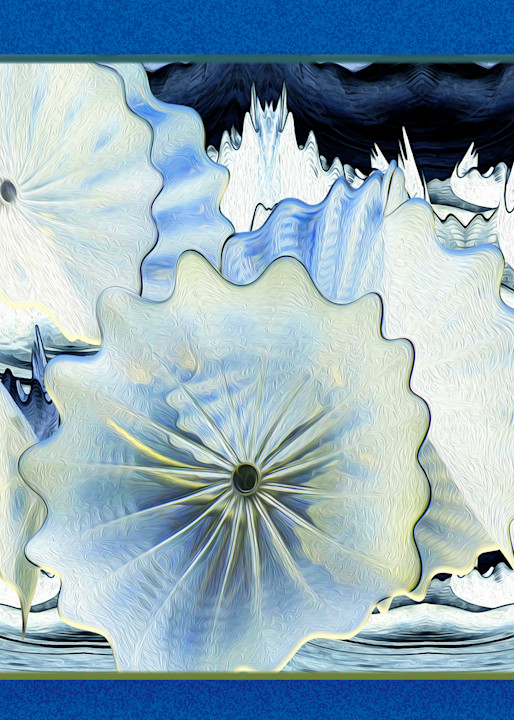 Chihuly Water Lilies, print of photograph of Chihuly glass design, Kew Gardens, London for sale as digital art by Maureen Wilks