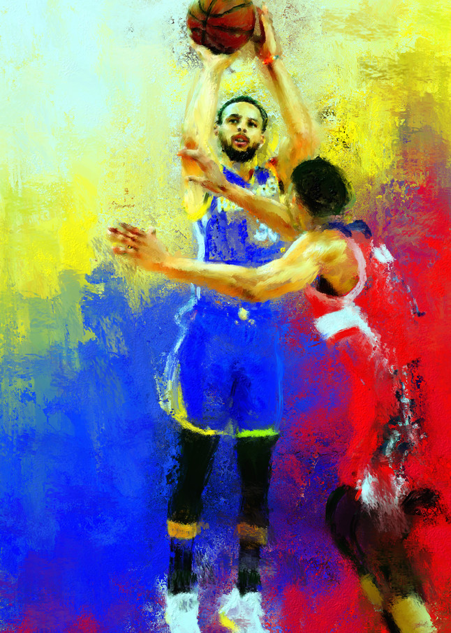 Stephen Curry Painting | Sports artist Mark Trubisky | Custom Sports Art