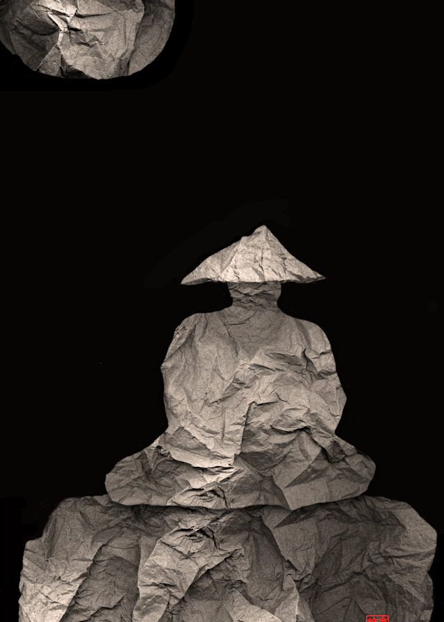 Monk Meditates Under Full Moon Art | Zen Art of Enlightenment