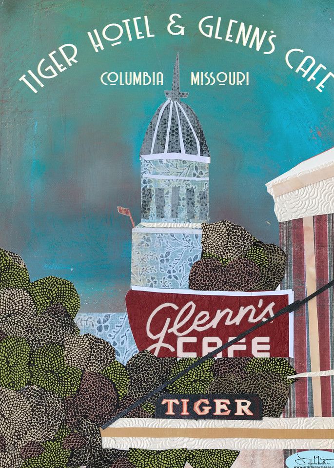 Glenn's Cafe and Tiger Hotel - Columbia Missouri History Art Print | Artist Jenny McGee 
