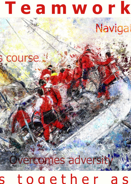 Sailing poster about teamwork | Sports artist Mark Trubisky | Custom Sports Art