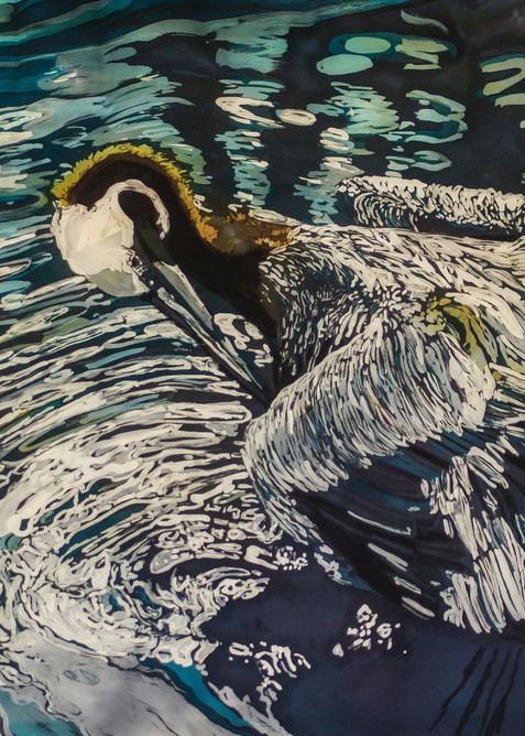 "Preening" by artist_Muffy Clark Gill_Preening is a  rozome (batik) painting on silk.