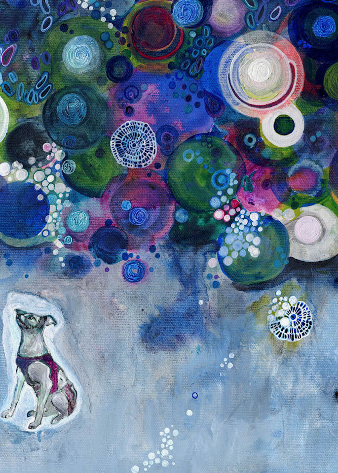 Portrait of Laika, Canine Cosmonaut - Contemporary painting by Marilyn Cvitanic