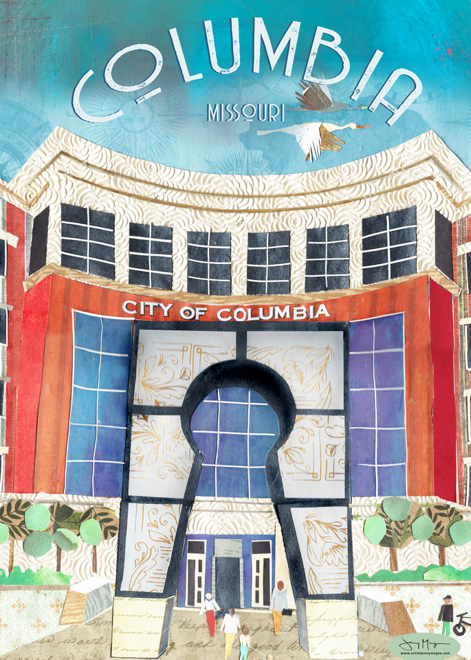 City of Columbia Missouri - City Hall Art Print | Artist Jenny McGee 