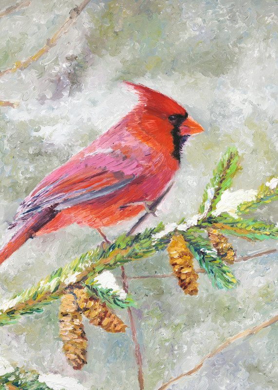 Red Cardinal, Winter Scene, Print