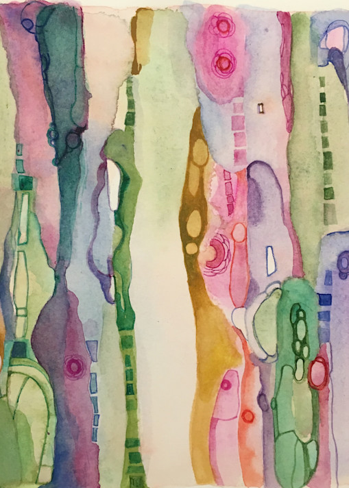 Abstract Watercolor original painting and fine art print, all about escapism by Marilyn Cvitanic