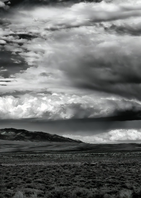 Summer, Rainstorm, Wyoming, B&W, black and white, horizontal