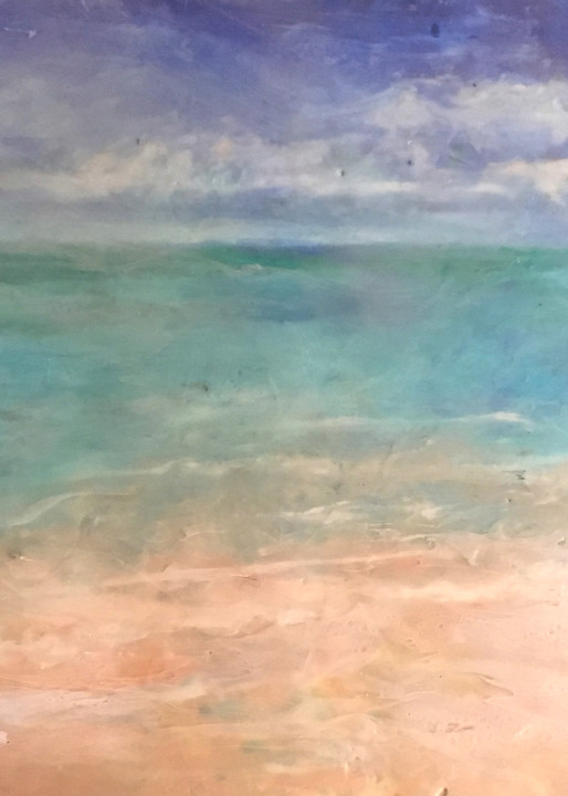 Gorgeous colors of serene California beach painting.