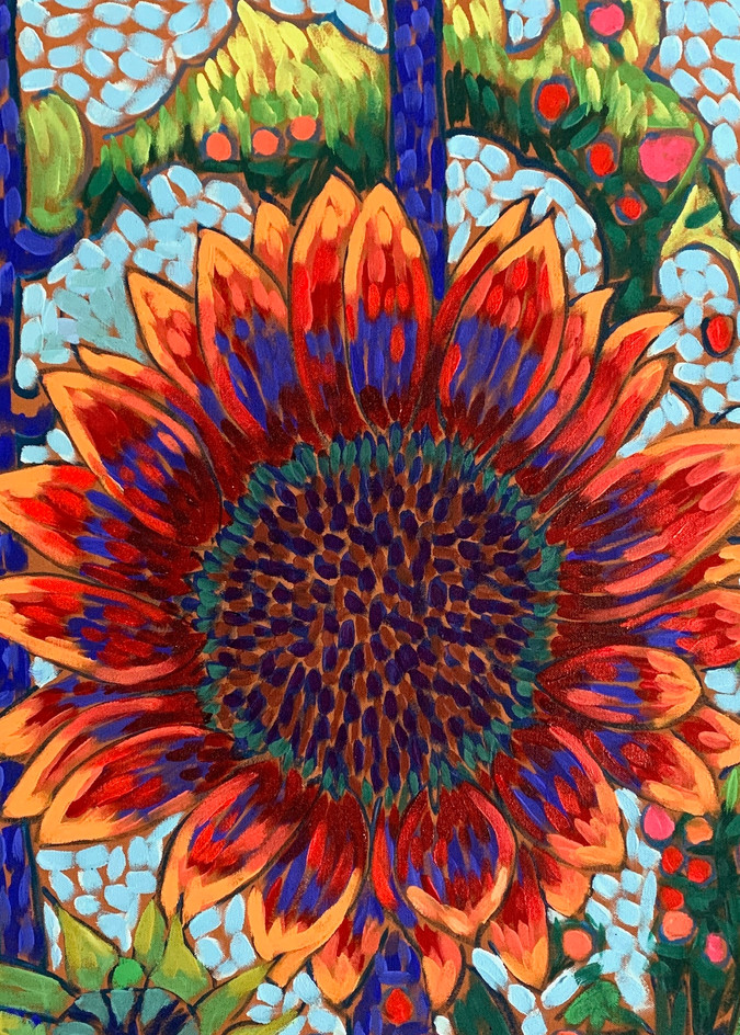 Red Sunflower, sunflowers, flowers, floral, floral art, van gogh, flowers-and-trees