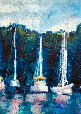 High quality prints ordered by you, fulfilled through printing service and delivered directly to you. This image is "Joyride 35 Annapolis Boats" Shipyard painted by Monique Sarkessian. Gorgeous lush boats. Painting of boats in Annapolis,Maryland.