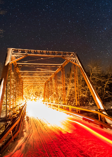 Snowmobile Trail 8 Bridge Night Photography Art | Kurt Gardner Photography Gallery