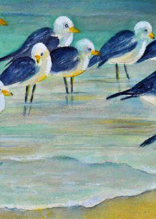 Birds On Beach, From an Original Watercolor Painting