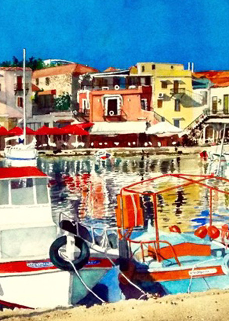 Venetian Harbor Rethymno II, From an Original Watercolor Painting