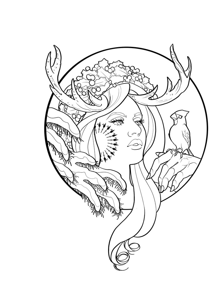 Your Yule Babe To Color Art | Fronkie L'Heureux Tattoos, LLC