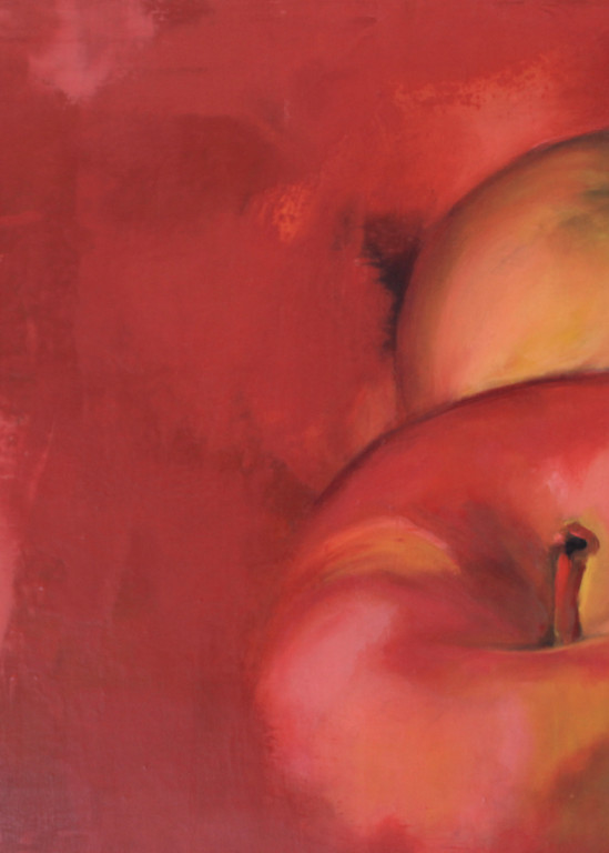 Two Apples On Red Art | Woven Lotus Art Gallery