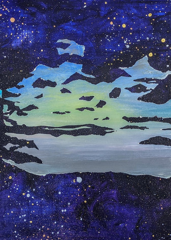 Above the Clouds - Original Galaxy Painting by Sarah Trieckel Detwiler