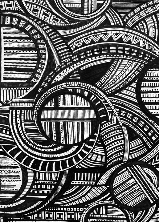 Creation circles in black and white