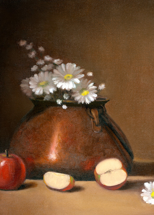 *Still Life With Copper, Apples And Daisies Art | Tarryl Fine Art