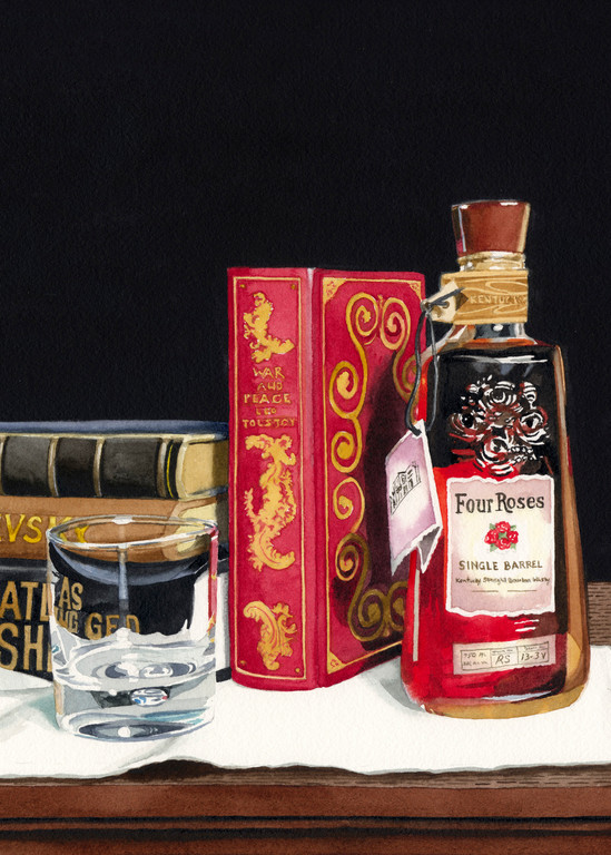 Four Roses For Four Authors Art | Gary Curtis Watercolors