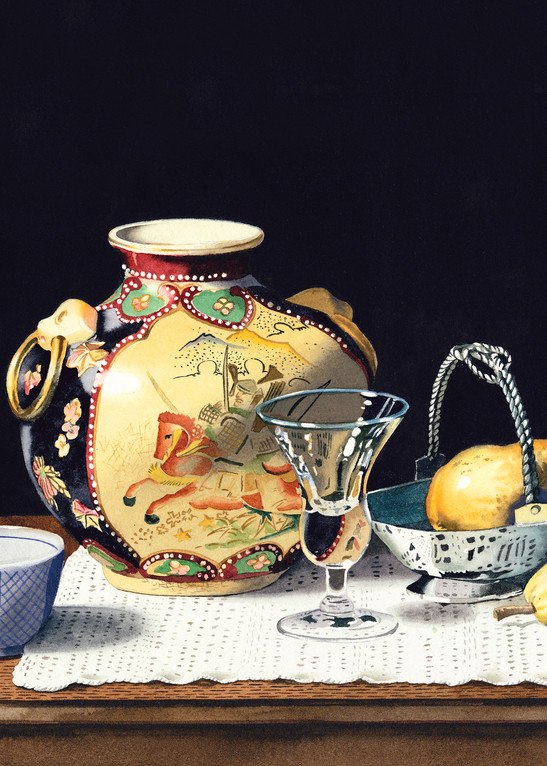 Oriental Pot With Crystal Pears Art | Gary Curtis Watercolors
