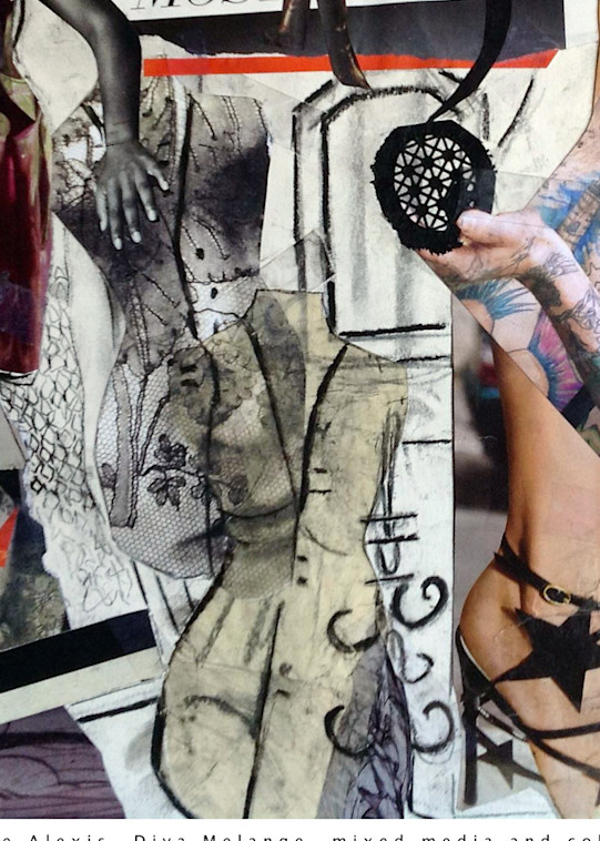 De Veuve Alexis Mardi Diva Melange Mixed Media Collage Canvas Art | MardisArt