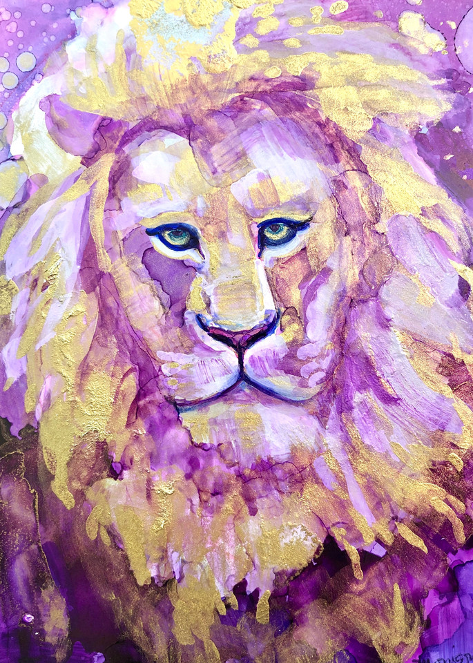 High quality print of "Miracles of the Majestic Ready to Roar 15" by Monique Sarkessian, alcohol ink painting.