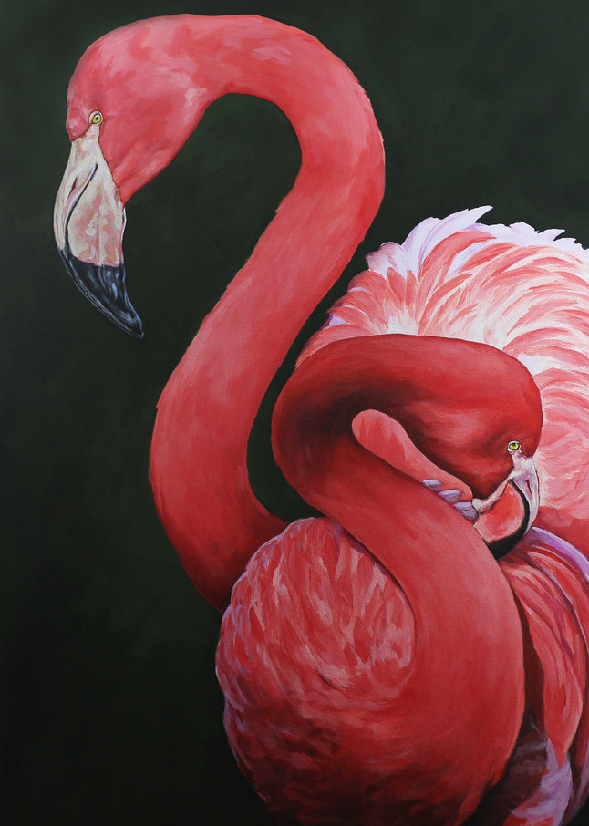 Painting of flamingos at the OKC zoo