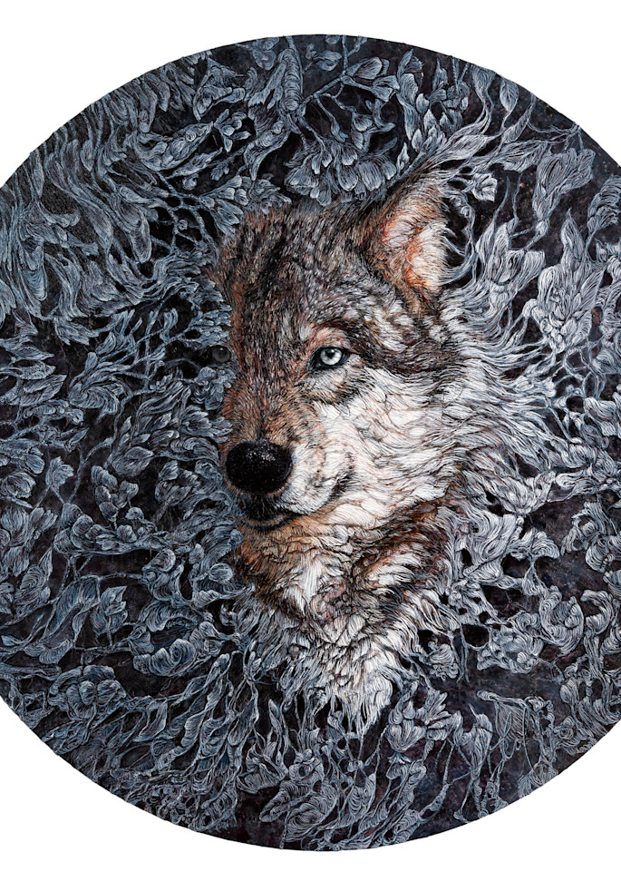 The Welcoming Night - Timber Wolf Art Print | Col Mitchell Paper Artist