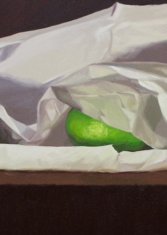 Three Limes And Tissue Paper Art | Helen Vaughn Fine Art