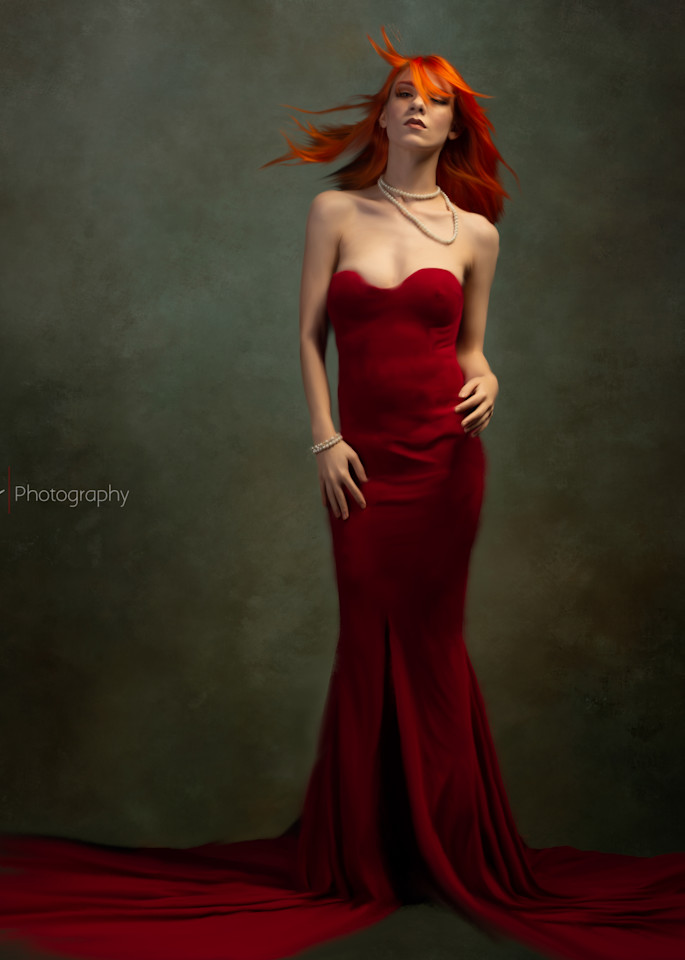 Beautiful Redhead in a Red Dress