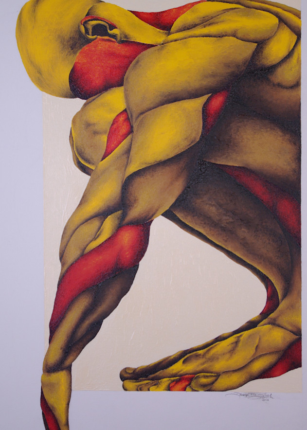 Oil painting of male anatomical figure