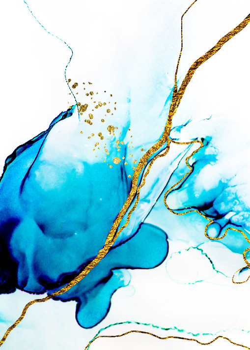 Blue And Gold Water Splash Art | Emerald Coast Art