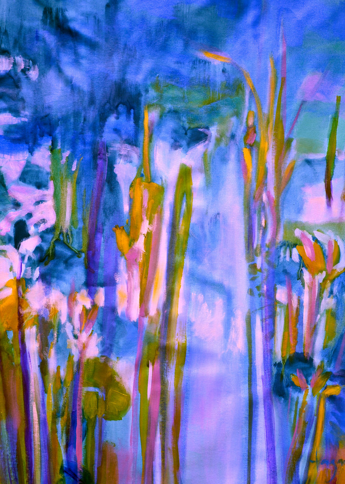 Oversize Water Lily Painting on Canvas by Dorothy Fagan