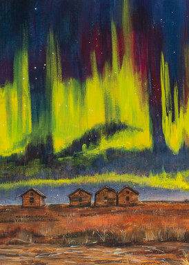 Northern Lights, prairie, sky, landscape