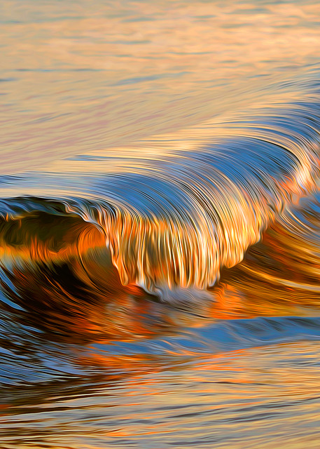 Pastel Ocean Wave with Golden Beautiful Light and Motion