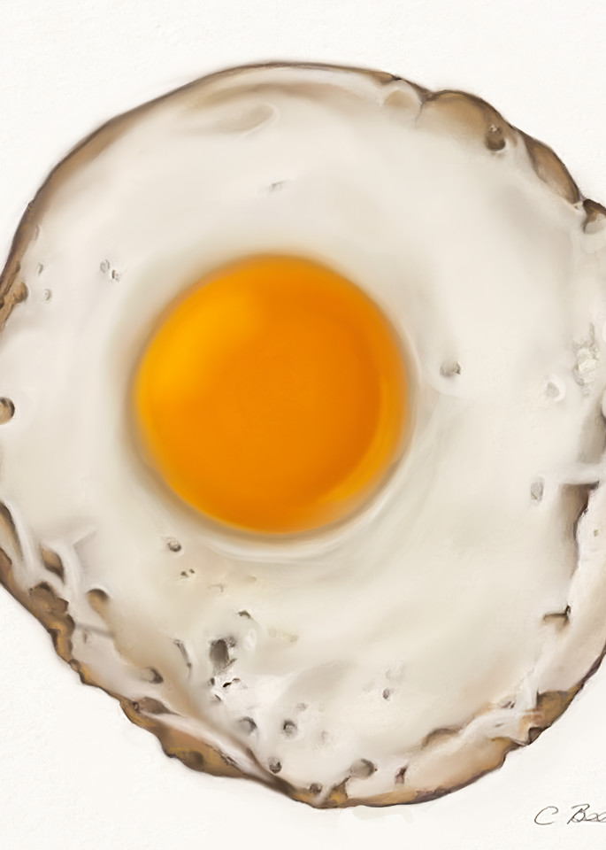 Fried Egg No. 1, Drawing, 2020, Coloured Pencil Drawing by artist Carolyn A. Beegan