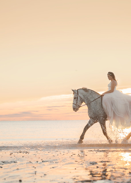 equestrian bride sunrise