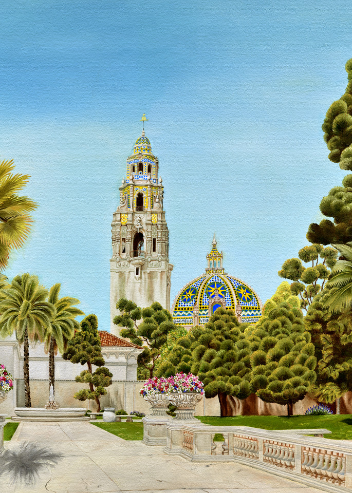 Balboa Park~ Centennial Tribute  The California Tower And Dome   Prints Art | Mercedes Fine Art