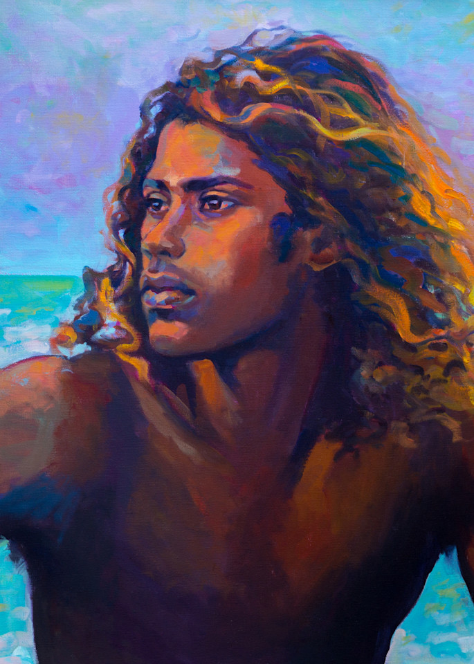 Isa Maria paintings, prints - portrait of surfer - Krishan
