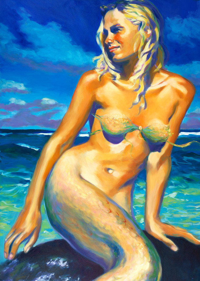 Isa Maria Art Magic - paintings, prints - mermaids - Golden Goddess