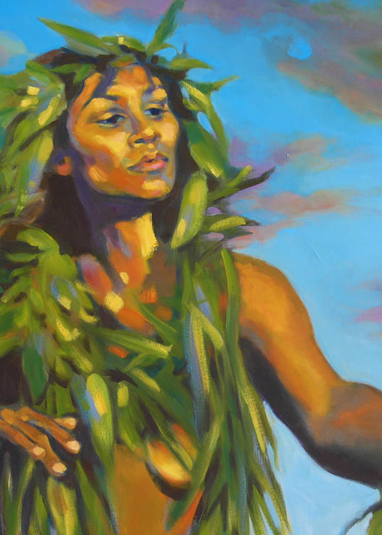 Isa Maria - oil paintings and prints - portraits of Hawaii goddesses and mermaids - Evening Blessing